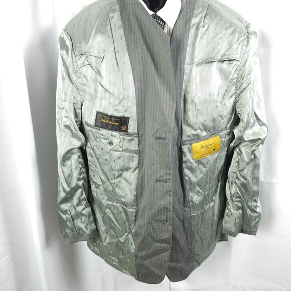 Tom James Mens 42L Gray Pinstripe 3-Button Ventless Sports Coat Blazer - Picture 3 of 8